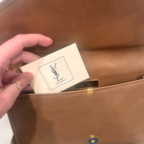 Yves Saint Laurent Vintage Brown Large Leather Envelope Clutch FULL INCLUSION - Picture 15 of 16